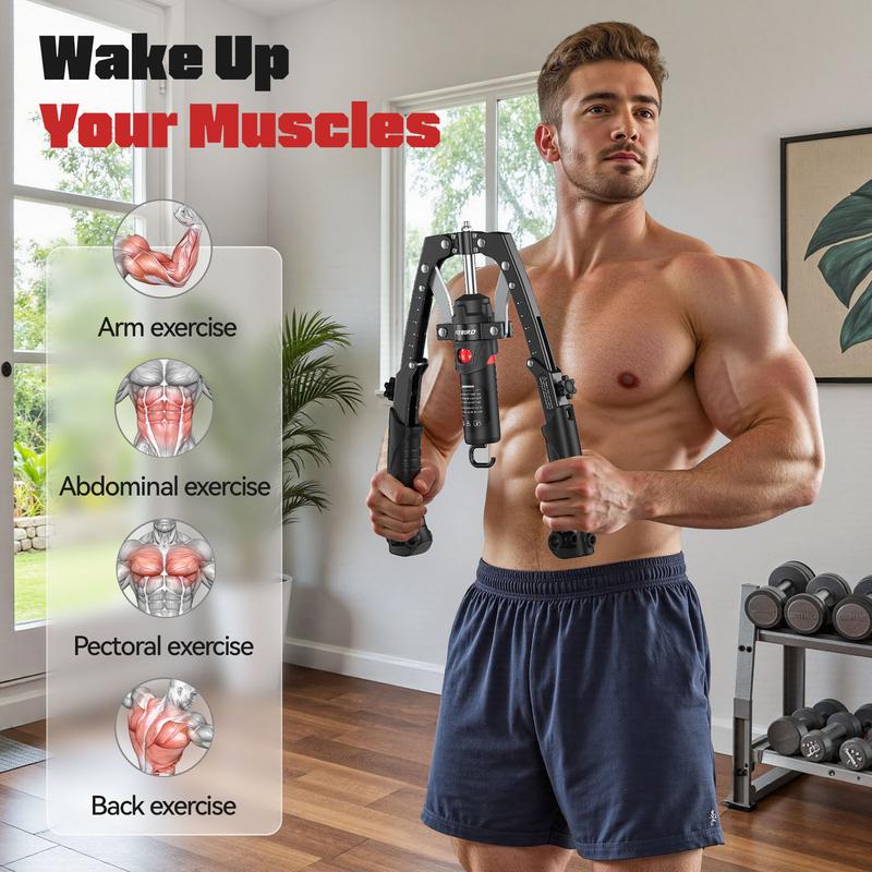 Chest and Arm Twist Machine with Core Trainer - 15-Level Hydraulic Power Chest Press Machine (22-440 lbs)